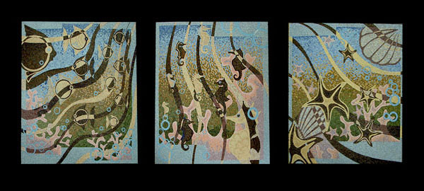 Триптих Морские обитатели - мозаика из смальты
