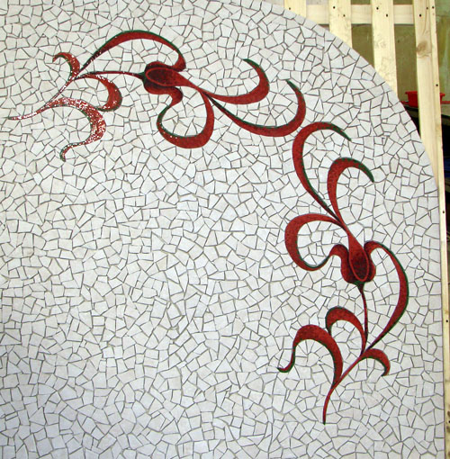 Мозаика - Красная смальта в белом камне